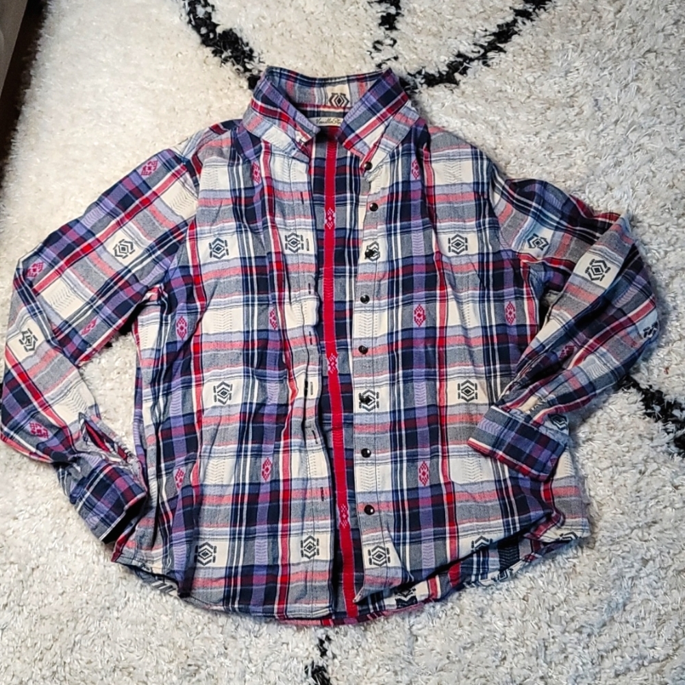 Red,White, Blue Flannel Button Up